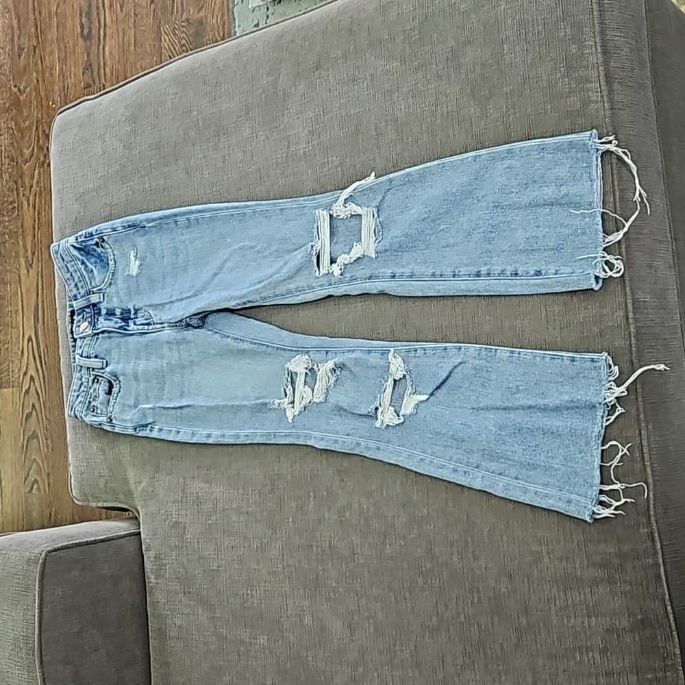 NWOT KatieJ NYC distressed flare jeans 7/8 #b363